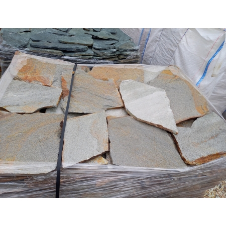 Gnejs Szaro-Złoty Metaliczny kamień naturalny elewacyjny na taras schody murek duża płytka 1-3 cm