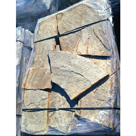 Gnejs Szaro-Złoty Metaliczny kamień naturalny elewacyjny na taras schody murek duża płytka 1-3 cm