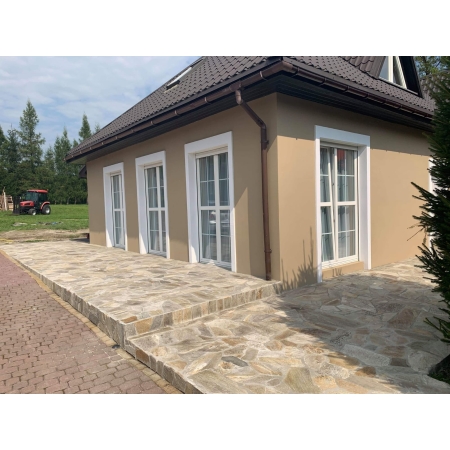 Gnejs Beżowy kamień naturalny elewacyjny na elewację schody taras duża płytka 1-3 cm